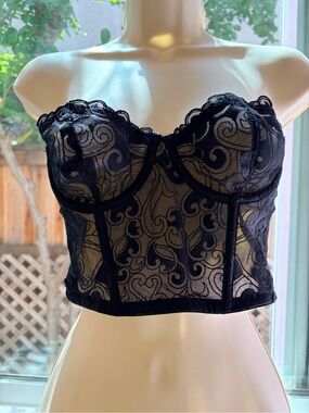 Gilligan & O'Malley Black Sheer Lace Longline Bustier